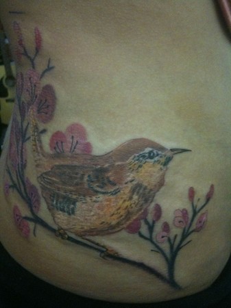 Mason - Water color Finch and Flowers